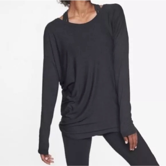 Athleta Threadlight Asymmetrical Relaxed Long Sleeve Top Size Small Blue - Picture 2 of 8